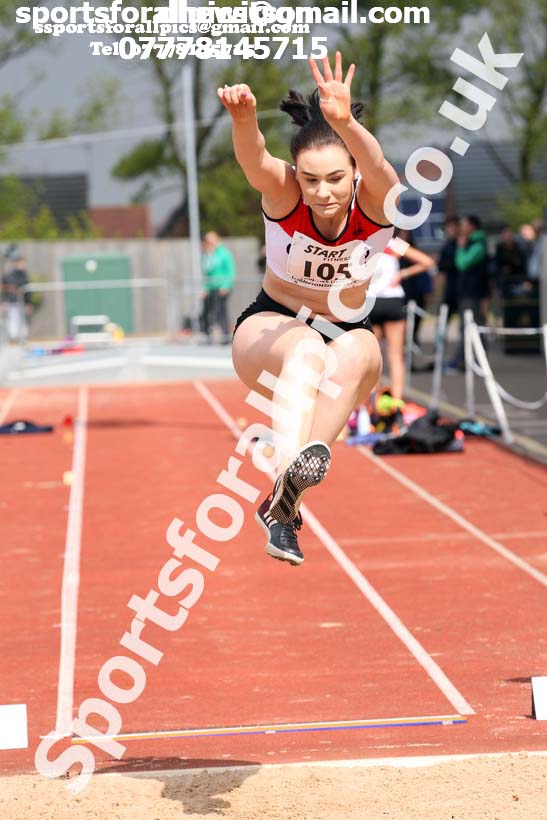Womens under-20s long jump, 2019 North Eastern Track and Field Champs., Middlesbrough. Photo:  David T. Hewitson/Sports for All Pics